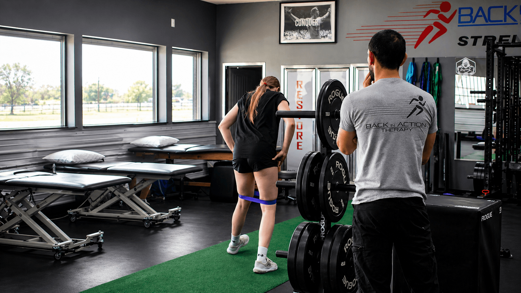 Patient performing a core rehabilitation exercise